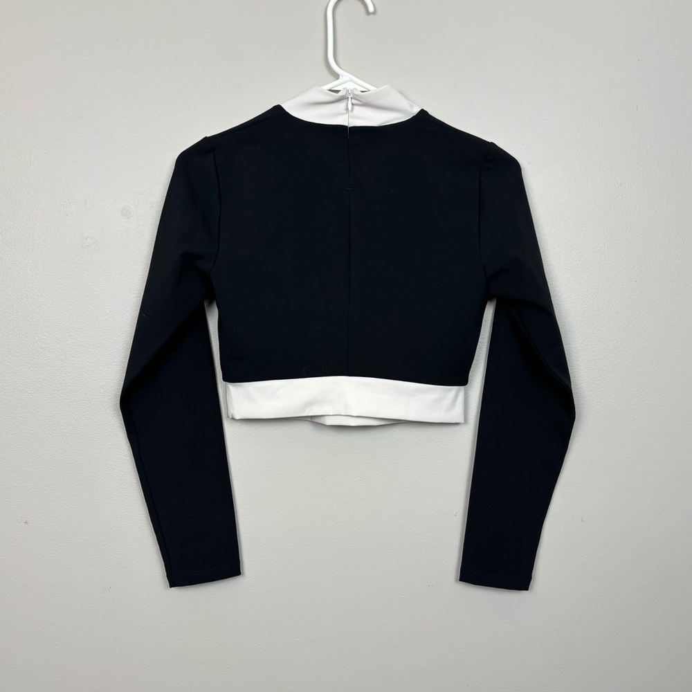 New Balance Staud Top Womens Small Black White Mock Neck Crop Long Sleeve - Picture 5 of 9